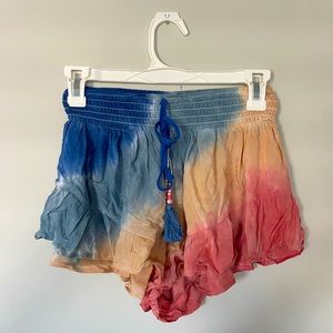 Surf Gypsy rainbow flowy shorts with elastic waistband. Size Medium